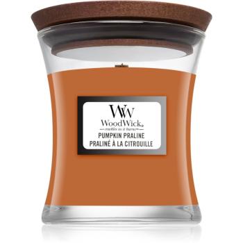 Woodwick Pumpkin Praline vonná sviečka s dreveným knotom 85 g