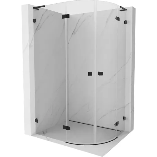 MEXEN/S - Lunar L sprchový kút štvrťkruh krídlový ľavá 90 x 80, transparent, čierna 833L-090L-080P-70-00