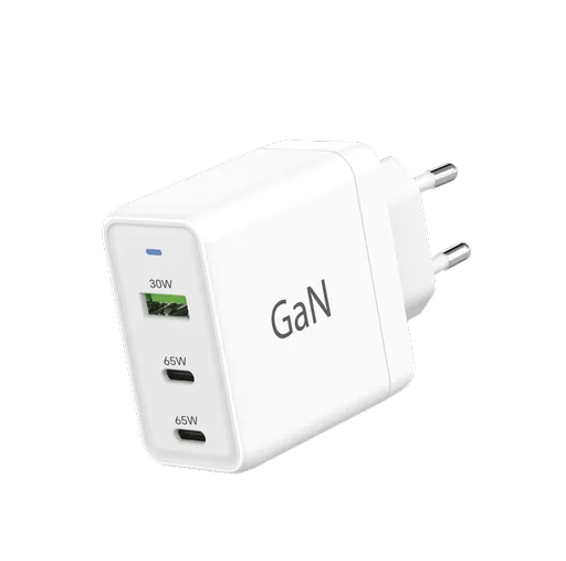 WG - Sieťová nabíjačka GaN 3x USB, 1x USB-A 30W + 2x USB-C 65W, biela