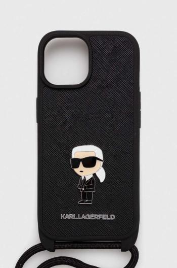 Puzdro na mobil Karl Lagerfeld iPhone 15 6.1 čierna farba