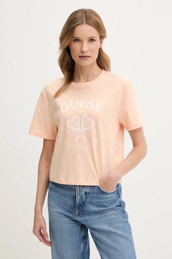 Bavlnené tričko Guess dámske, oranžová farba, V5GI04 I3Z14
