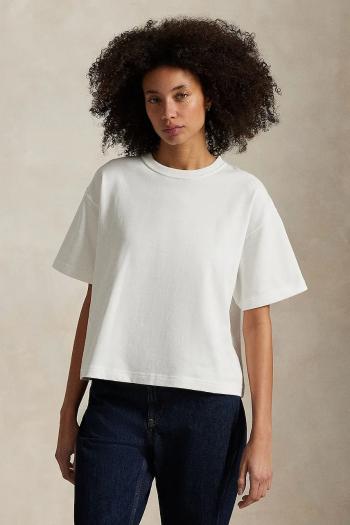 Bavlnené tričko Polo Ralph Lauren dámske, biela farba, 211967106