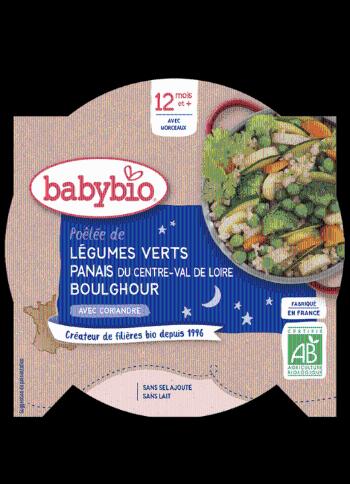 BABYBIO Good Night menu Zelená zelenina, paštrnák a boulghour s koriandrom 230 g