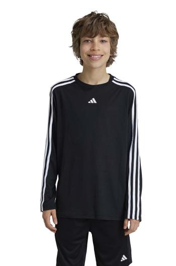 Detské tričko s dlhým rukávom adidas J TR-ES 3S LS čierna farba, s potlačou, IW0846