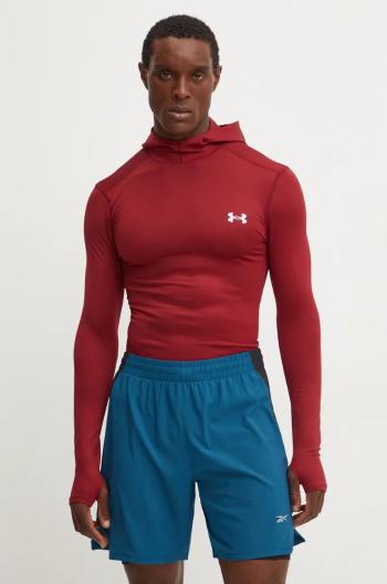 Tréningová mikina Under Armour ColdGear Elite bordová farba, s kapucňou, jednofarebná, 1386944