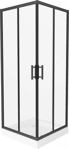 MEXEN/S - Rio štvorcový sprchovací kút 90 x 90, transparent, čierna + vanička Rio 860-090-090-70-00-4510