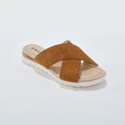 Kožené šľapky s korkovou podrážkou