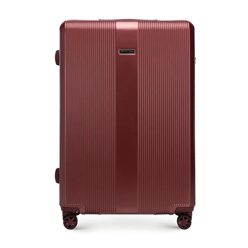 Veľký kufor z polykarbonátu s vertikálnou razbou bordová farba 56-3P-903-36