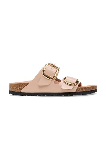 Kožené šľapky Birkenstock Arizona Big Buckle dámske, béžová farba, 1026478