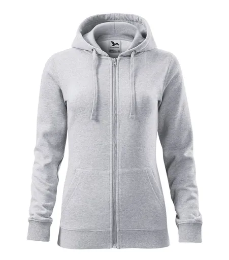 MALFINI Dámska mikina Trendy Zipper - Svetlošedý melír | XS