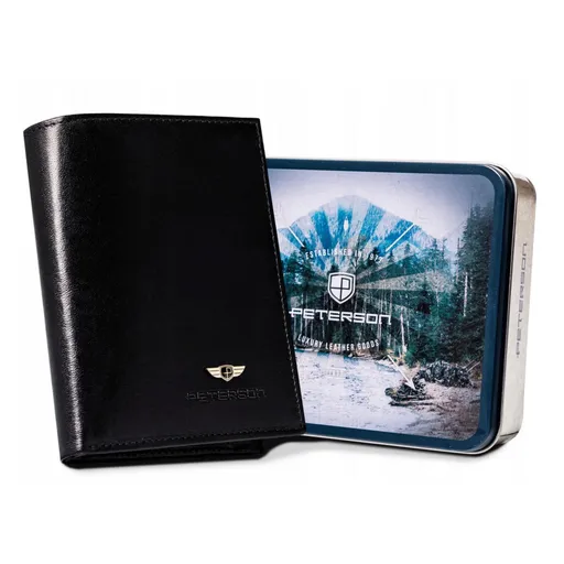 Kožená peňaženka v plechovej krabičke