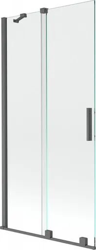 MEXEN/S - Velar Dvojkrídlová posuvná vaňová zástena 95 x 150, transparent, šedá kartáčovaná 896-095-000-01-66