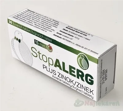 STOPALERG Plus zinok 30 žuvacích tabliet