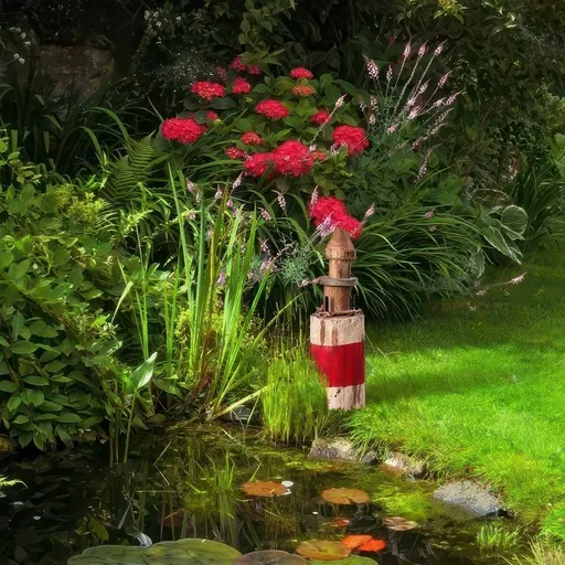 Gilde Dekorace Dřevěný maják, bílo-červený, 32 cm