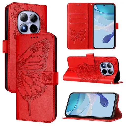 ART BUTTERFLY Peňaženkový obal pre Xiaomi Redmi Note 15 Pro 5G červený