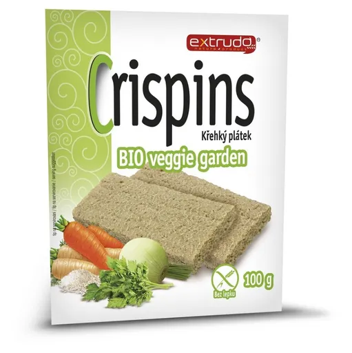 EXTRUDO Cereálny krehký chlieb Crispins BIO Veggie garden bez lepku 2x50 g