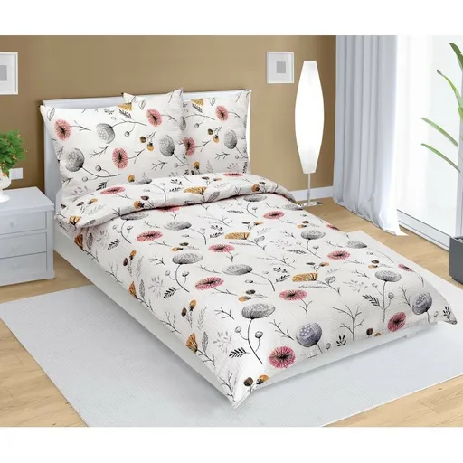 Bellatex Krepové povlečení Makovice béžová , 140 x220, 70 x 90 cm, 140 x 220 cm, 70 x 90 cm