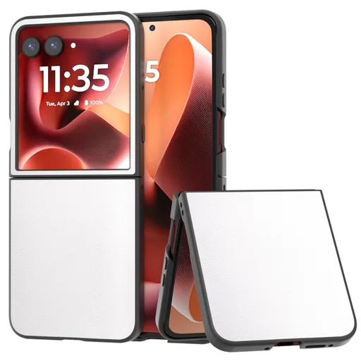 LEATHER Ochranný kryt pre Motorola Razr 60 Ultra biely