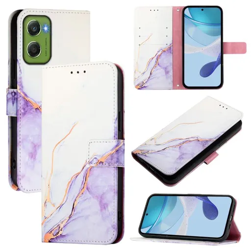 ART MARBLE Peňaženkový kryt pre Motorola Moto G06 / G06 Power WHITE PURPLE
