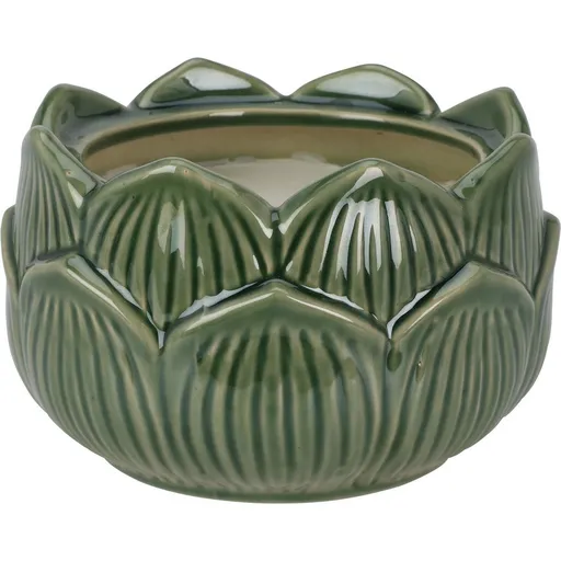 Sviečka v porcelánovom kvetinovom kalíšku 12 x 7,8 cm, zelená