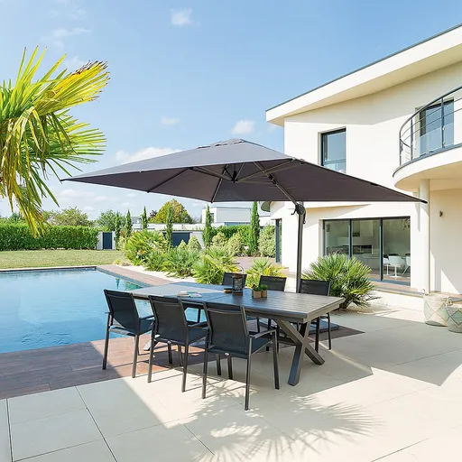 DEOKORK Slnečník výkyvný ULTIMA 4x3 m (rôzne farby) tmavo modrá