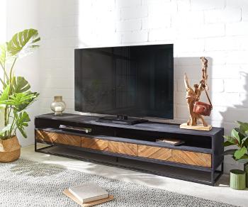 TV stolík Famke 200 cm mango teak 2 priehradky 3 zásuvky