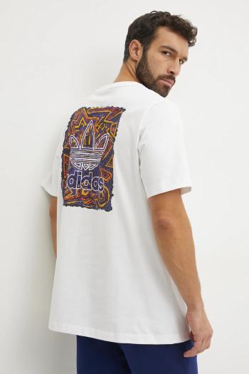 Bavlnené tričko adidas Originals pánske, biela farba, s potlačou, JN1278