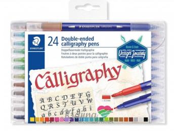 Marker STAEDTLER kalligráfiai filctollak "Calligraph Duo", 24 szín, 2,0/3,5 mm, kétoldalas