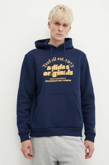 Mikina adidas Originals GRF Hoodie pánska, tmavomodrá farba, s kapucňou, s potlačou, IS1419