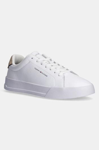 Kožené tenisky Tommy Hilfiger TH COURT LTH DETAIL ESS biela farba, FM0FM05367