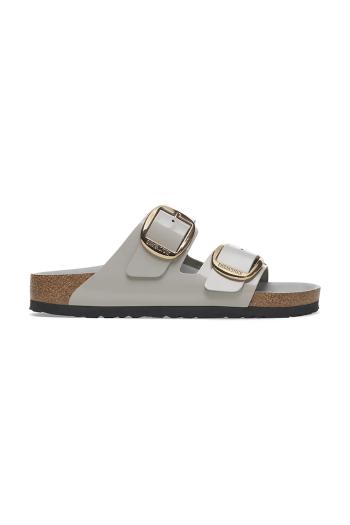 Kožené šľapky Birkenstock Arizona Big Buckle dámske, šedá farba, 1029391
