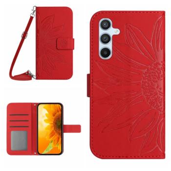 ART SUNFLOWER Peňaženkový obal so šnúrkou pre Samsung Galaxy A36 červený