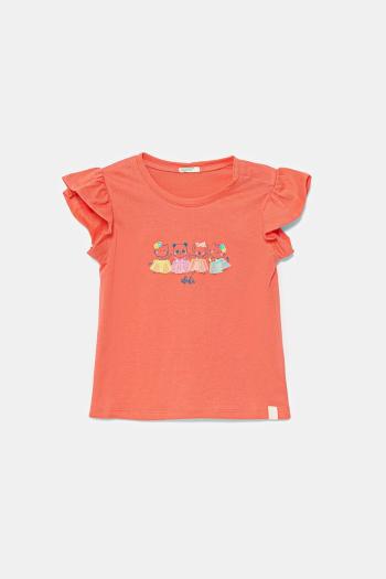 Detské bavlnené tričko United Colors of Benetton oranžová farba, 3096A106F