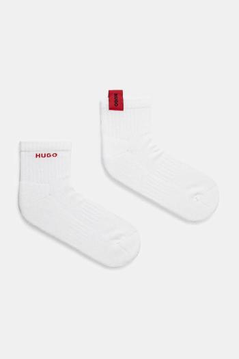 Bavlnené ponožky HUGO 2-pak biela farba, 50531469