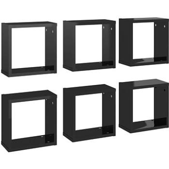 Shumee - Nástenné kocky 6 ks čierne s vysokým leskom 30×15×30 cm, 807021
