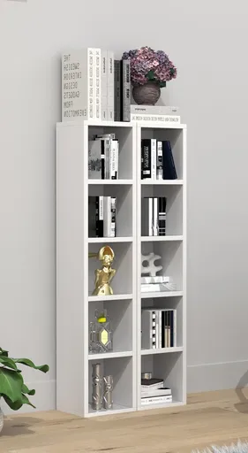 VCM Dřevěný stojan na CD a DVD Megosa S, bílá