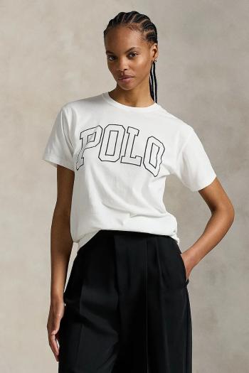 Bavlnené tričko Polo Ralph Lauren dámske, biela farba, 211971710