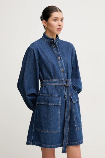 Rifľové šaty Weekend Max Mara tmavomodrá farba, mini, áčkový strih, 2515221021600
