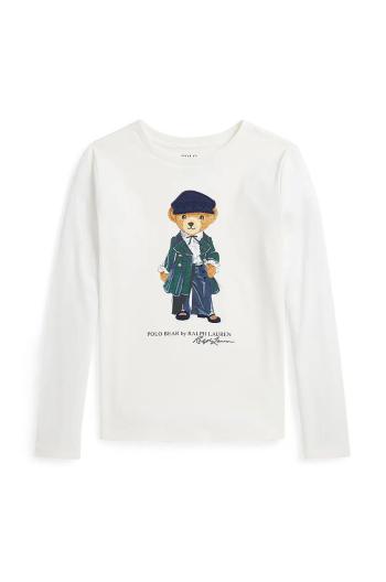 Detská bavlnená košeľa s dlhým rukávom Polo Ralph Lauren biela farba, 313952134001