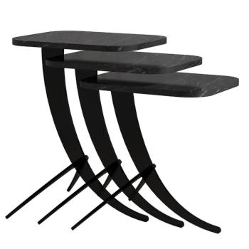 Skladací stôl Pion Black Marble, 3 ks