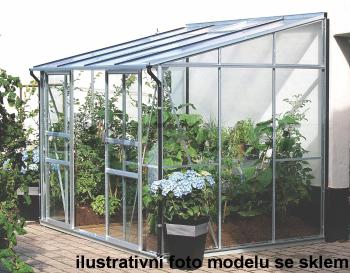 Skleník k stene VITAVIA IDA 5200 polykarbonát strieborný Dekorhome Polykarbonát 6 mm