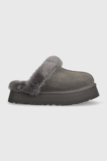 Semišové papuče UGG Disquette šedá farba, 1122550