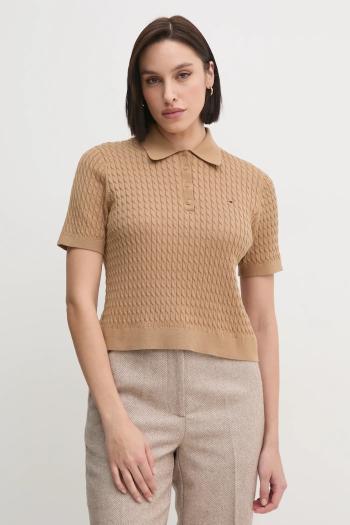 Bavlnený sveter Tommy Hilfiger hnedá farba, tenký, WW0WW43957
