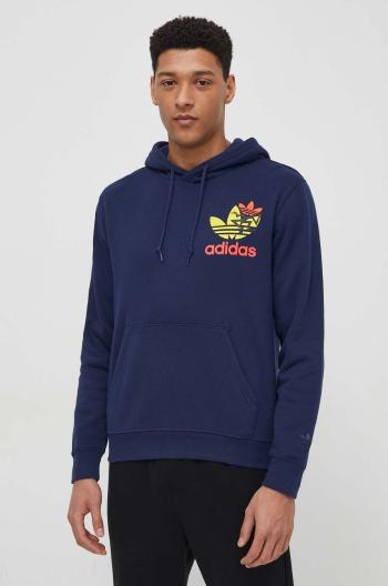 Bavlnená mikina adidas Originals pánska, tmavomodrá farba, s kapucňou, s potlačou, IM9682