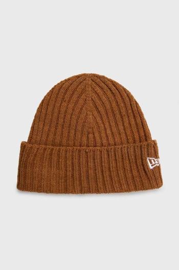 Čiapka New Era Cuff Beanie hnedá farba, z tenkej pleteniny, 60364240