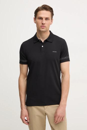 Polo tričko Guess NOLAN pánske, čierna farba, s potlačou, M5RP66 J1314