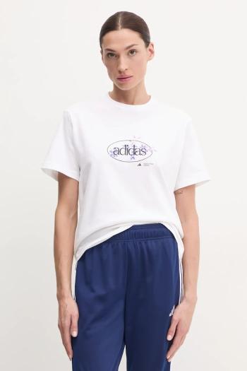 Bavlnené tričko adidas W Elem Flrl Tee dámske, biela farba, JI9432