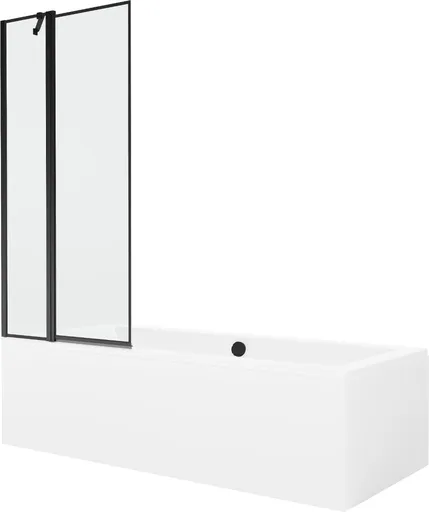 MEXEN/S - Cube obdĺžniková vaňa 170 x 80 cm s panelom + vaňová zástena 80, čierna vzor 550517080X9408117070