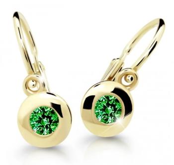 Cutie Jewellery Detské náušnice zo žltého zlata C2589-10-X-1 zelená