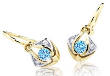 Cutie Jewellery Krásne detské náušnice zo žltého zlata C2217-10-X-1 svetlo modrá
